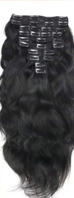 Black Wave Human Hair Clip-Ins (Set)